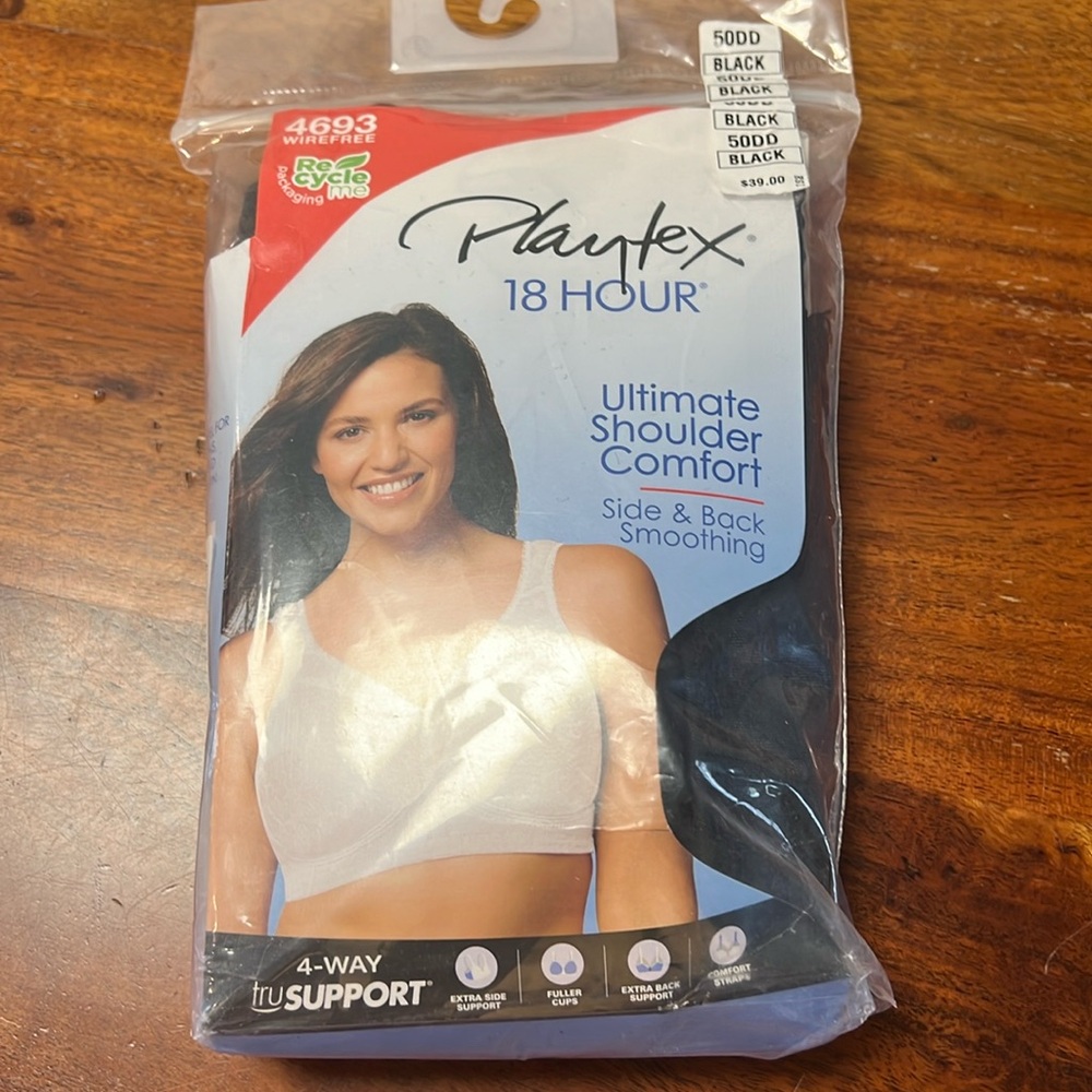Playtex Womens 18 Hour Original Comfort Strap Full Coverage Bra US4693 50DDD